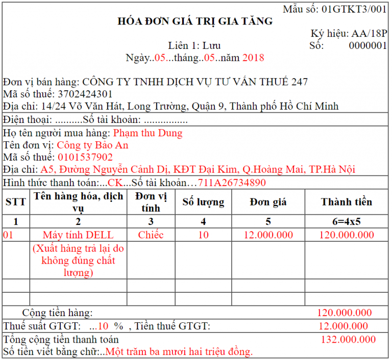 Cách Xử Lý Và Viết Hóa đơn Hàng Bán Bị Trả Lại Đại Lý Thuế 247 5628